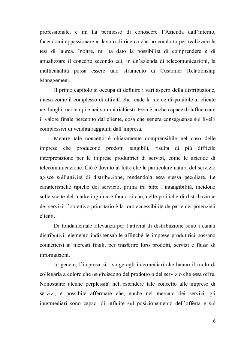 Anteprima della tesi: La multicanalità in un'azienda di telecomunicazioni come strumento di CRM, Pagina 2