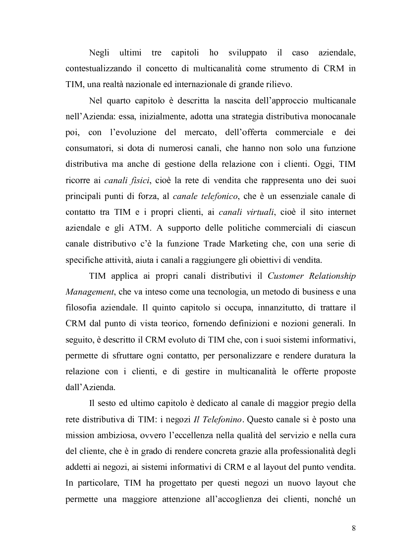 Anteprima della tesi: La multicanalità in un'azienda di telecomunicazioni come strumento di CRM, Pagina 4