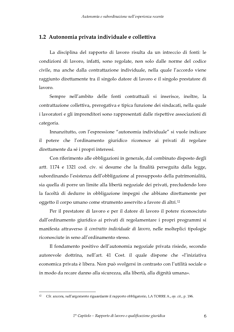Anteprima della tesi: Autonomia e subordinazione nell'esperienza recente, Pagina 10