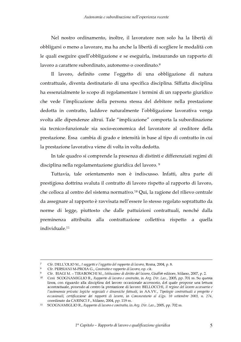 Anteprima della tesi: Autonomia e subordinazione nell'esperienza recente, Pagina 9