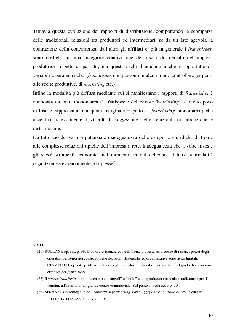 Anteprima della tesi: Norme per la disciplina dell'affiliazione commerciale (franchising): gli estremi della legge 129 del 6 maggio 2004, Pagina 10