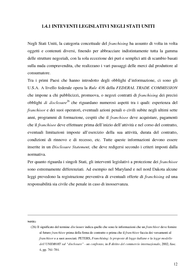Anteprima della tesi: Norme per la disciplina dell'affiliazione commerciale (franchising): gli estremi della legge 129 del 6 maggio 2004, Pagina 12