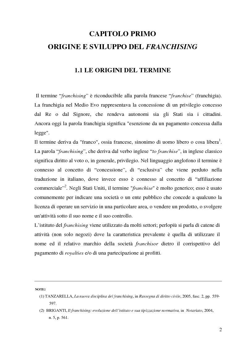 Anteprima della tesi: Norme per la disciplina dell'affiliazione commerciale (franchising): gli estremi della legge 129 del 6 maggio 2004, Pagina 2