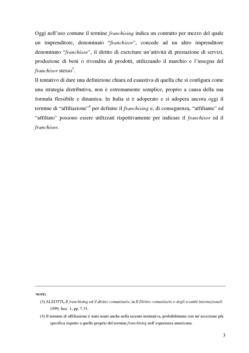 Anteprima della tesi: Norme per la disciplina dell'affiliazione commerciale (franchising): gli estremi della legge 129 del 6 maggio 2004, Pagina 3