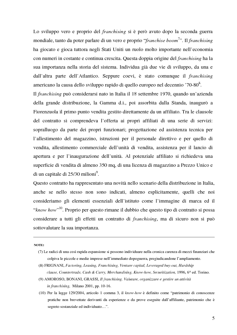 Anteprima della tesi: Norme per la disciplina dell'affiliazione commerciale (franchising): gli estremi della legge 129 del 6 maggio 2004, Pagina 5