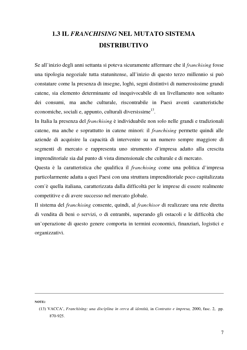 Anteprima della tesi: Norme per la disciplina dell'affiliazione commerciale (franchising): gli estremi della legge 129 del 6 maggio 2004, Pagina 7