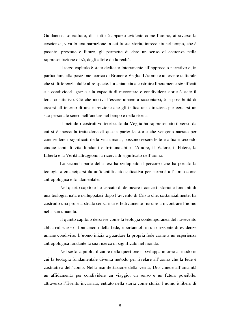 Anteprima della tesi: Un confronto tra l'approccio narrativo in psicologia e nella Teologia Fondamentale, Pagina 2