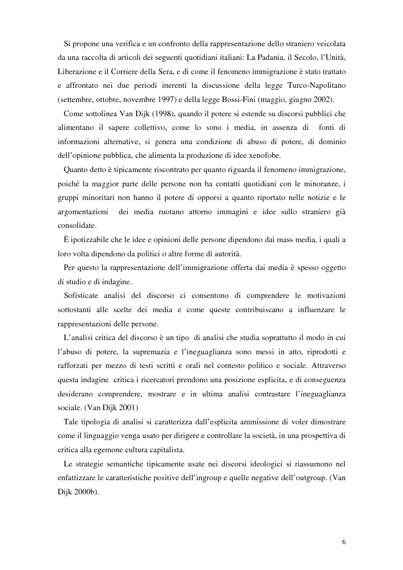 Anteprima della tesi: La rappresentazione dello straniero nella stampa quotidiana, Pagina 4