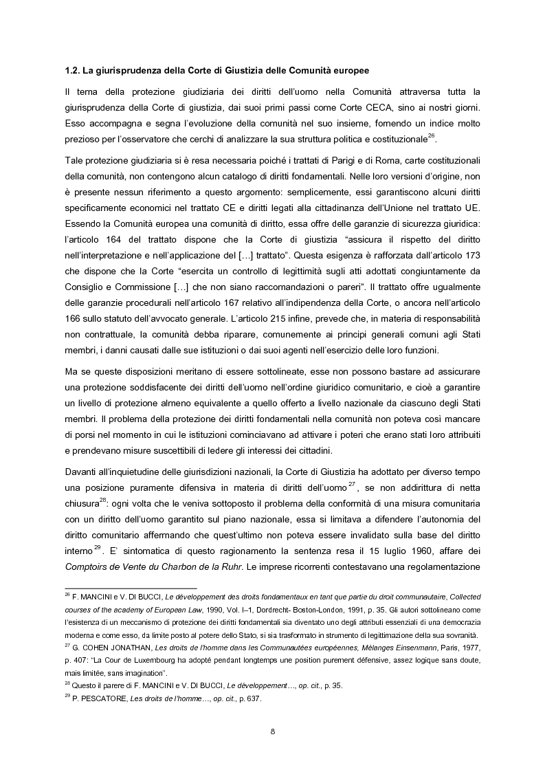 Anteprima della tesi: L'adesione della Comunità europea alla Convenzione europea dei diritti dell'uomo, Pagina 6