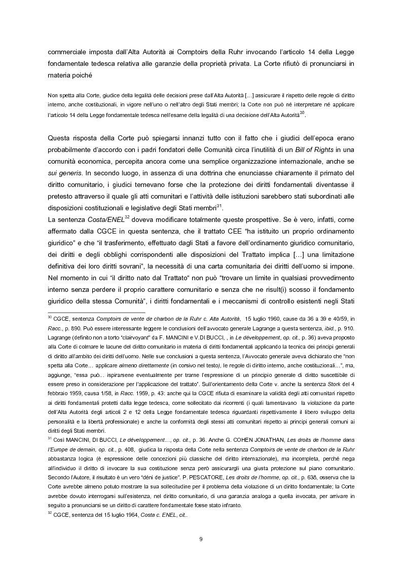 Anteprima della tesi: L'adesione della Comunità europea alla Convenzione europea dei diritti dell'uomo, Pagina 7