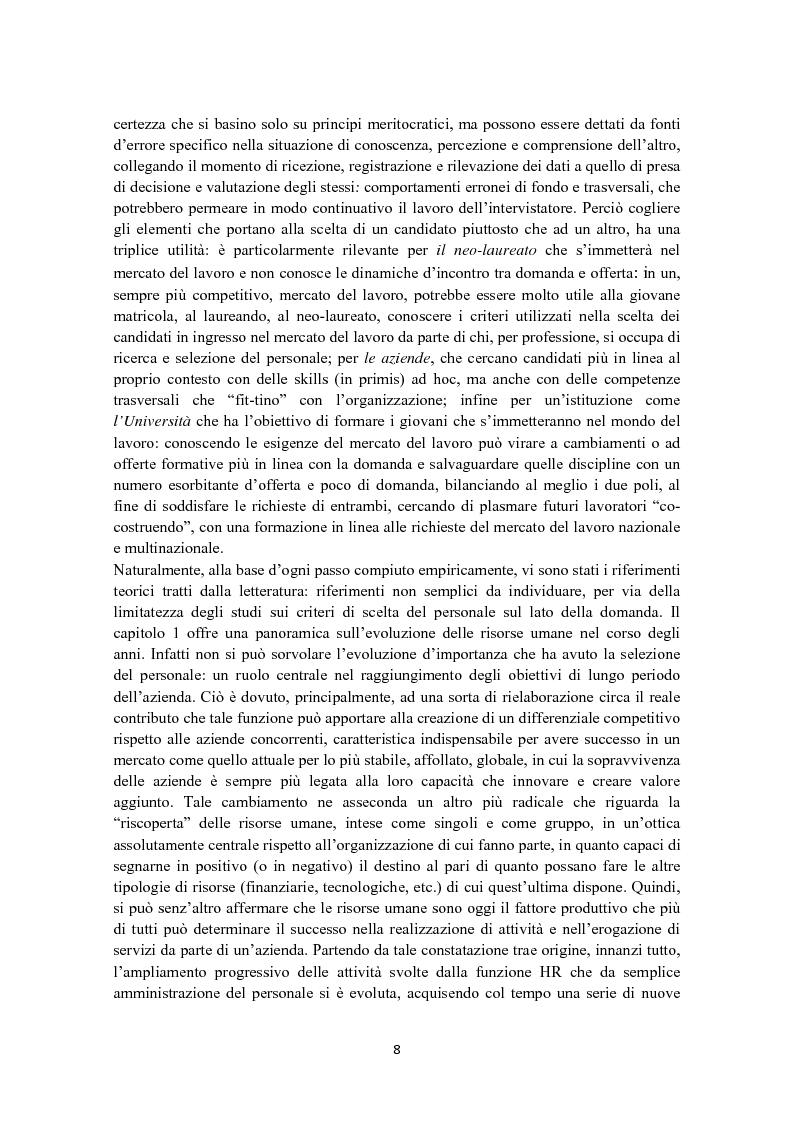 Anteprima della tesi: Criteri di scelta nel processo di selezione del personale: un'analisi empirica, Pagina 2