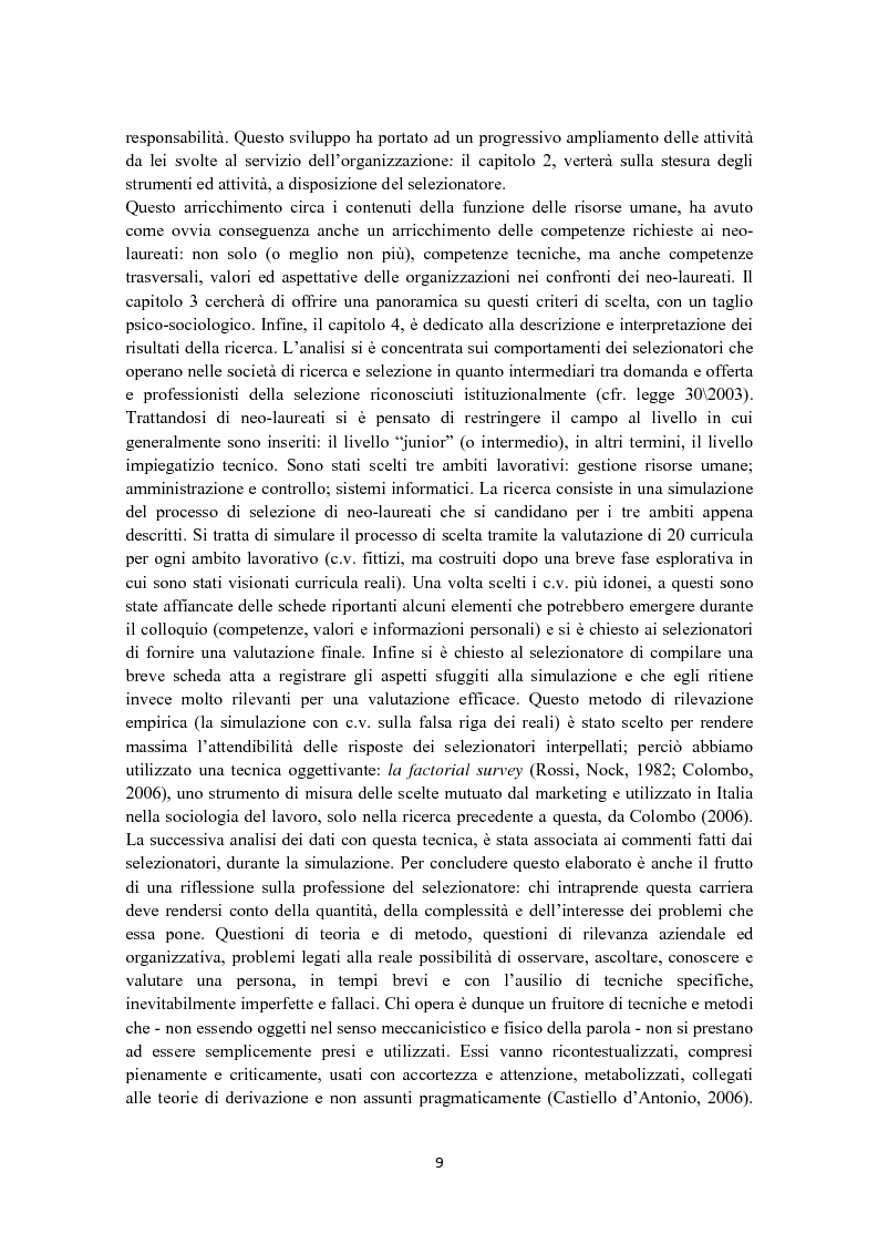 Anteprima della tesi: Criteri di scelta nel processo di selezione del personale: un'analisi empirica, Pagina 3