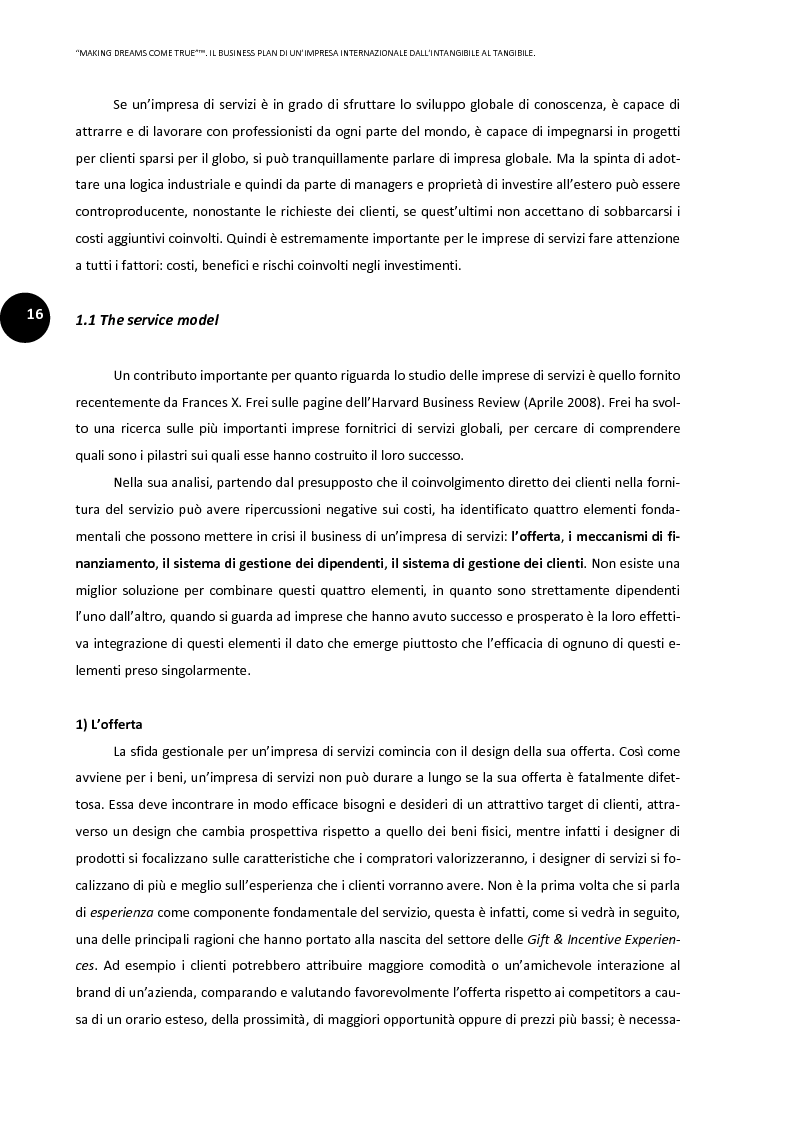 Anteprima della tesi: ''Making dreams come true''. Il business plan di un'impresa internazionale dall'intangibile al tangibile, Pagina 12