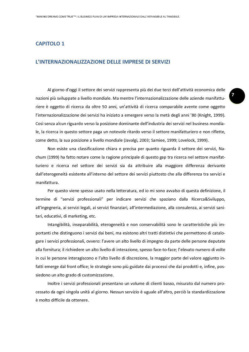 Anteprima della tesi: ''Making dreams come true''. Il business plan di un'impresa internazionale dall'intangibile al tangibile, Pagina 3
