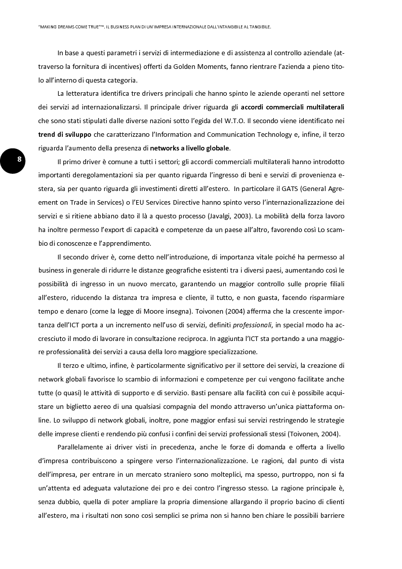 Anteprima della tesi: ''Making dreams come true''. Il business plan di un'impresa internazionale dall'intangibile al tangibile, Pagina 4