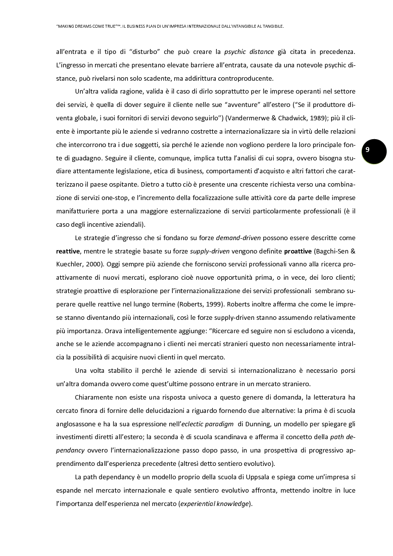 Anteprima della tesi: ''Making dreams come true''. Il business plan di un'impresa internazionale dall'intangibile al tangibile, Pagina 5