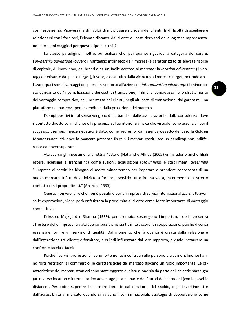 Anteprima della tesi: ''Making dreams come true''. Il business plan di un'impresa internazionale dall'intangibile al tangibile, Pagina 7