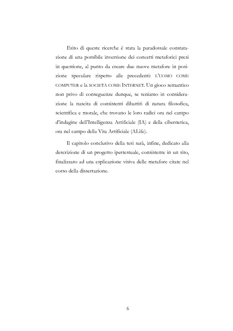 Anteprima della tesi: Metafore del mondo informatico: il computer è un uomo e Internet è la sua società, Pagina 2
