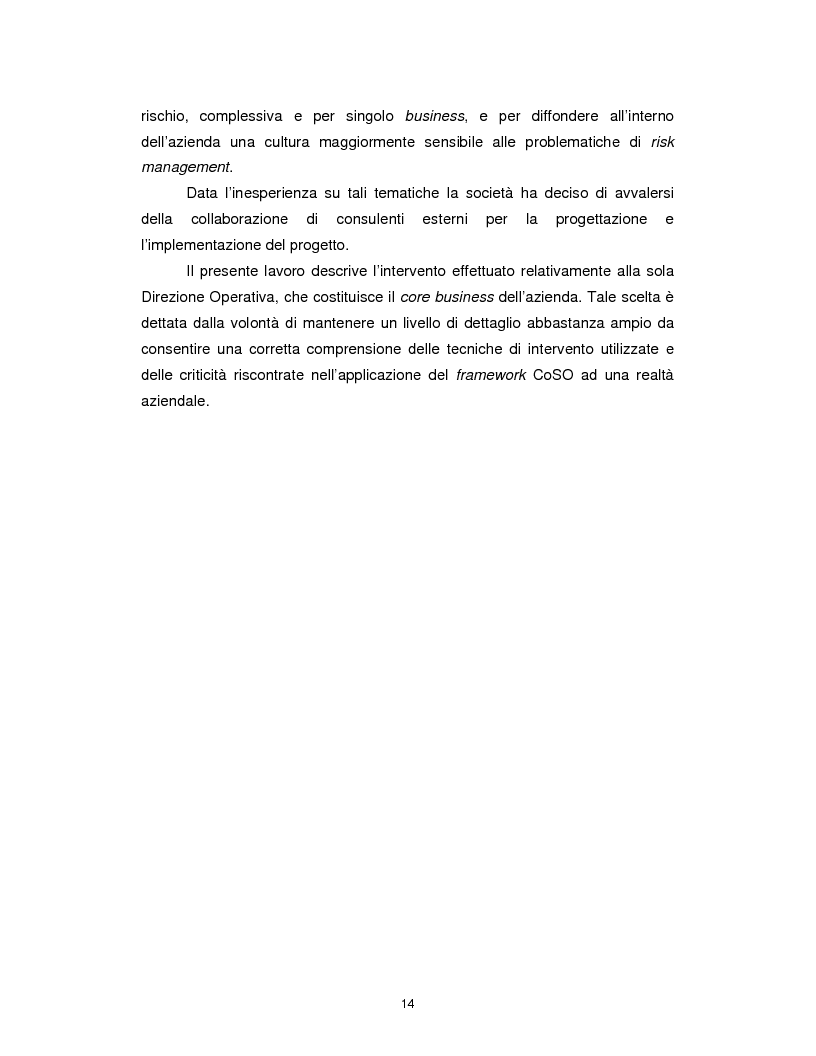 Anteprima della tesi: Enterprise risk management: applicazione del framework CoSO ad una realtà commerciale italiana, Pagina 8