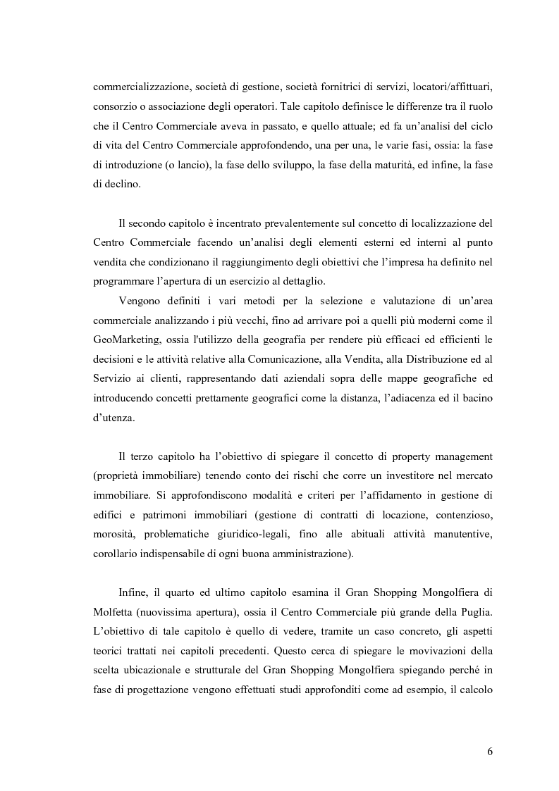 Anteprima della tesi: Le scelte di localizzazione dell’impresa commerciale: il caso del Centro Commerciale Mongolfiera di Molfetta (BA), Pagina 2