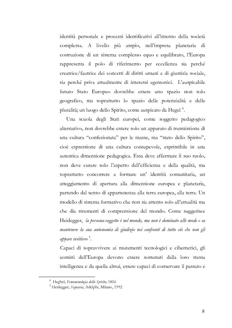 Anteprima della tesi: Individuo e comunità tra soggettività e complessità - Pedagogia sistemica e nuove frontiere delle politiche scolastiche europee, Pagina 3