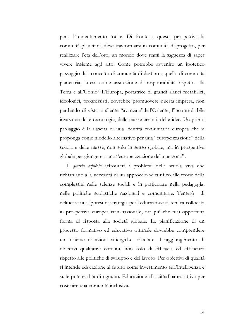 Anteprima della tesi: Individuo e comunità tra soggettività e complessità - Pedagogia sistemica e nuove frontiere delle politiche scolastiche europee, Pagina 9