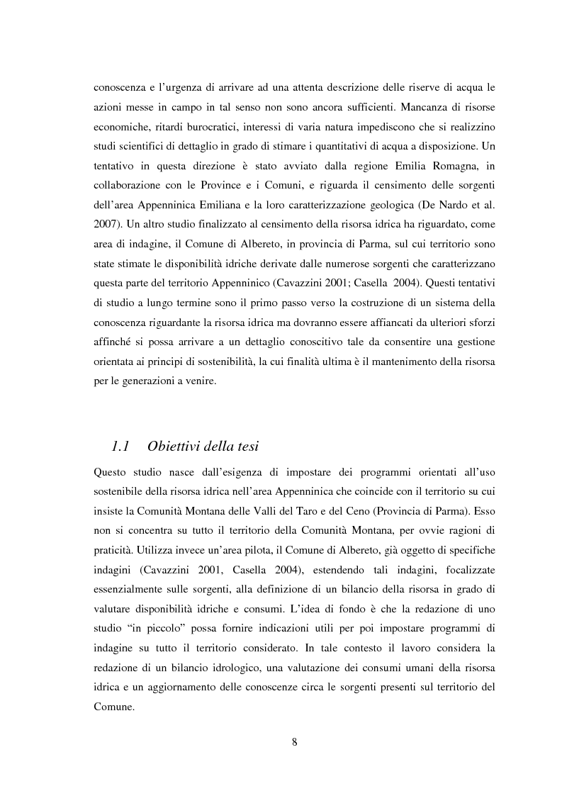 Anteprima della tesi: Bilancio della disponibilità di risorsa idrica nel comune di Albareto (PR), Pagina 3