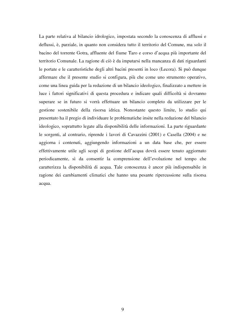 Anteprima della tesi: Bilancio della disponibilità di risorsa idrica nel comune di Albareto (PR), Pagina 4
