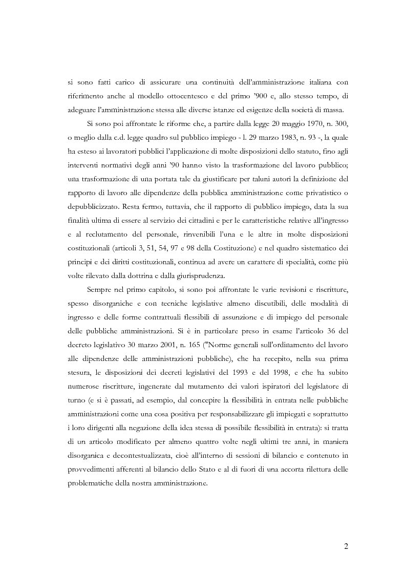 Anteprima della tesi: La nuova disciplina in materia di rapporto di lavoro a tempo determinato nelle pubbliche amministrazioni, Pagina 2