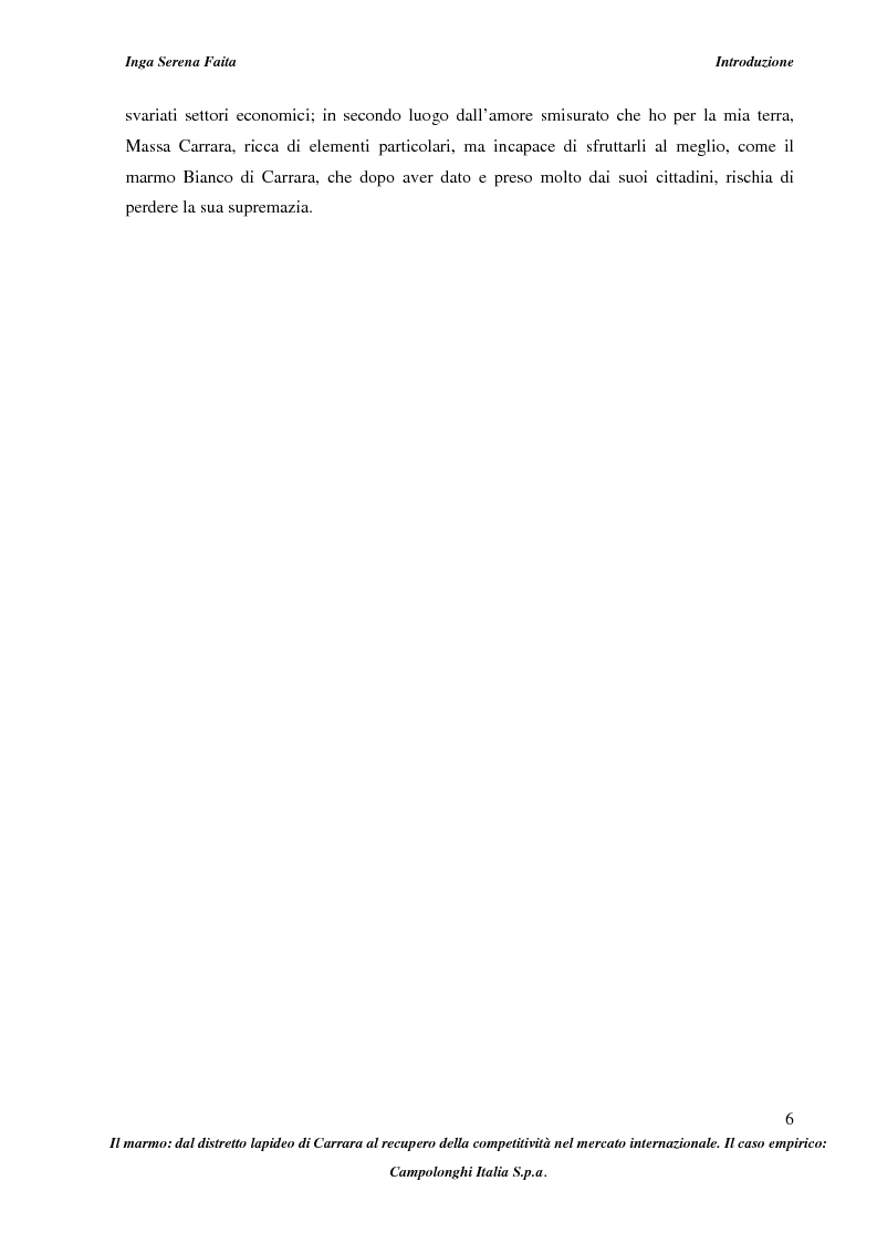 Anteprima della tesi: Il marmo: dal distretto lapideo di Carrara al recupero della competitività nel mercato internazionale. Il caso empirico: Campolonghi Italia S.p.a., Pagina 3