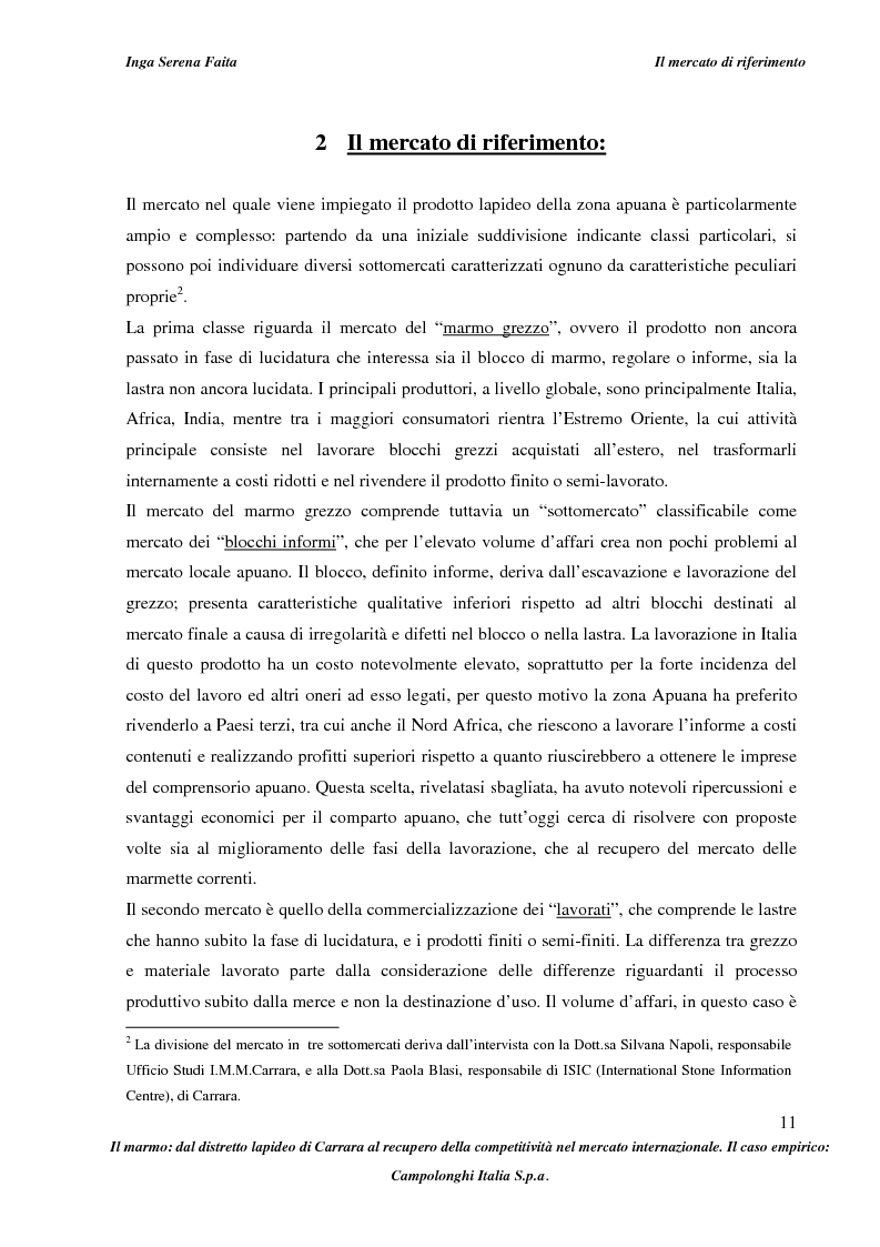 Anteprima della tesi: Il marmo: dal distretto lapideo di Carrara al recupero della competitività nel mercato internazionale. Il caso empirico: Campolonghi Italia S.p.a., Pagina 8