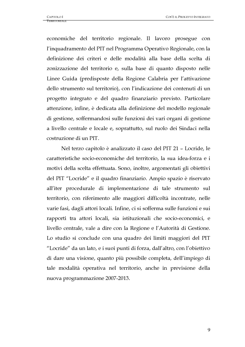 Anteprima della tesi: Progettazione integrata e sviluppo locale: il caso del PIT Locride, Pagina 2
