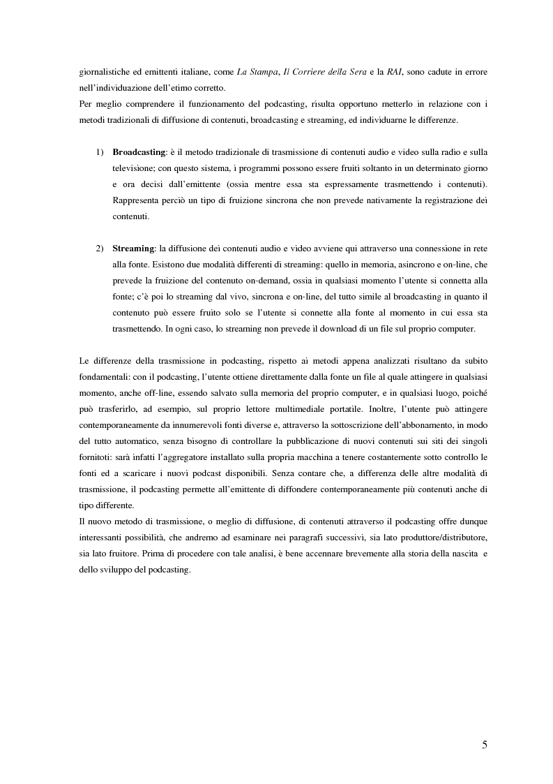 Anteprima della tesi: Nuovi media per la comunicazione: un’analisi del podcasting, Pagina 4