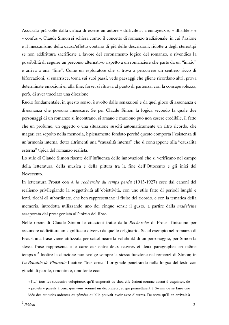 Anteprima della tesi: Le jardin des plantes di Claude Simon: proposta di traduzione di alcuni passi dell'opera, Pagina 2