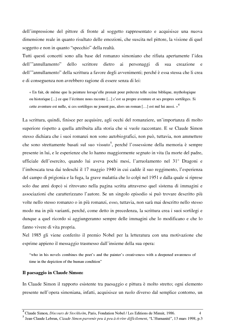 Anteprima della tesi: Le jardin des plantes di Claude Simon: proposta di traduzione di alcuni passi dell'opera, Pagina 4