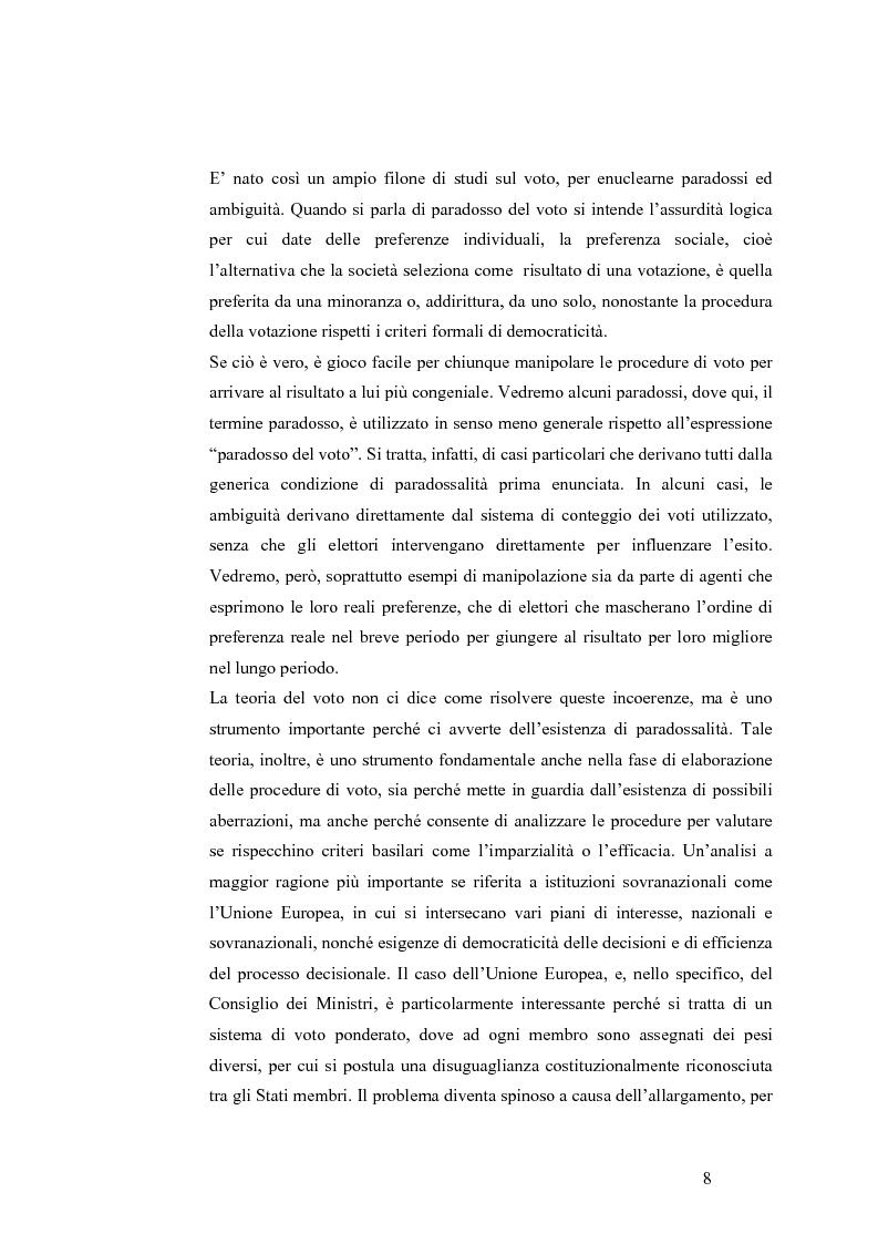 Anteprima della tesi: Teoria del voto ed istituzioni: analisi dei criteri di voto del trattato di Nizza e del trattato di Lisbona, Pagina 2