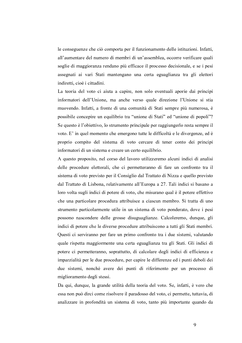 Anteprima della tesi: Teoria del voto ed istituzioni: analisi dei criteri di voto del trattato di Nizza e del trattato di Lisbona, Pagina 3