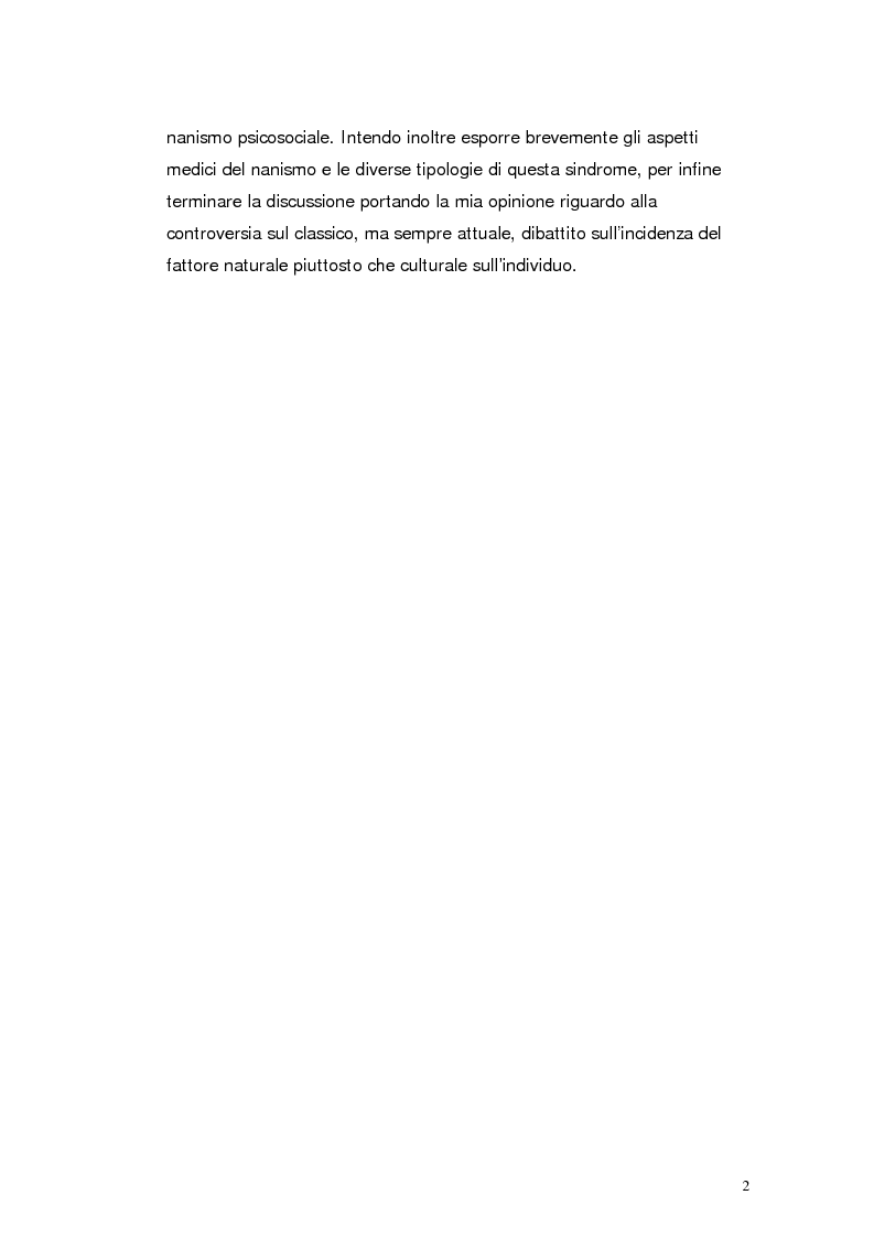 Anteprima della tesi: Il nanismo da deprivazione affettiva. Natura o Cultura?, Pagina 2