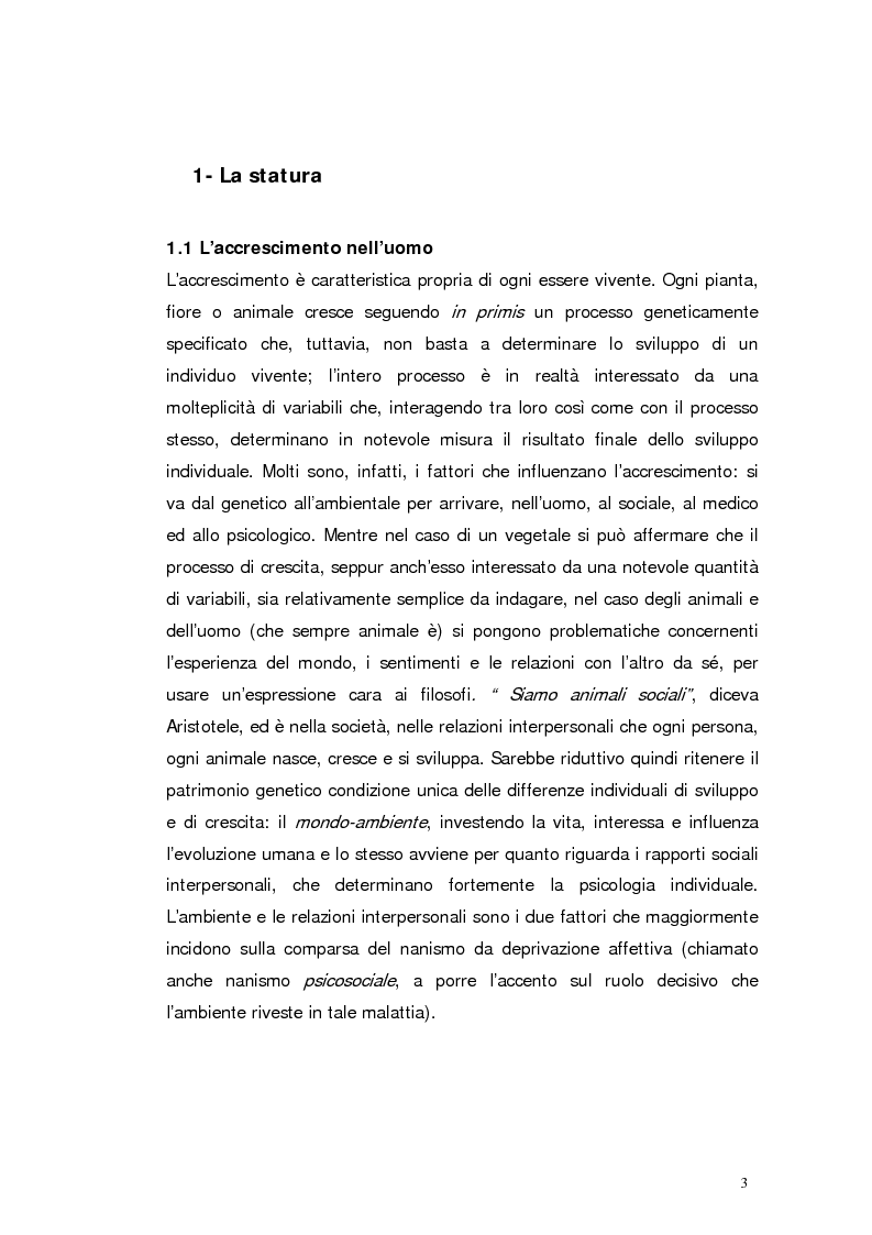 Anteprima della tesi: Il nanismo da deprivazione affettiva. Natura o Cultura?, Pagina 3