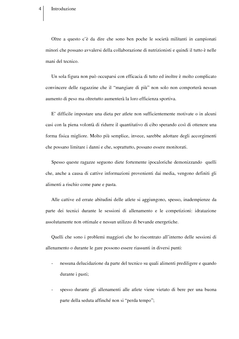 Anteprima della tesi: Carboidrati e pallavolo: la necessità del pasto percompetitivo in campionati femminili under 14 ed under 16, Pagina 2
