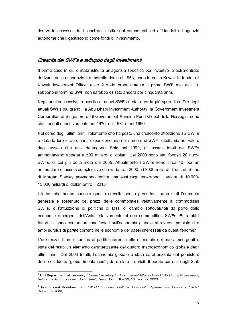 Anteprima della tesi: Gli investimenti dei Sovereign Wealth Funds: prospettive per Unione Europea e Stati Uniti, Pagina 2