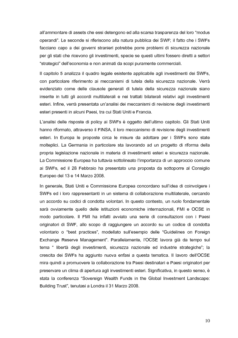 Anteprima della tesi: Gli investimenti dei Sovereign Wealth Funds: prospettive per Unione Europea e Stati Uniti, Pagina 5