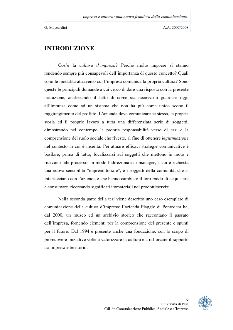 Anteprima della tesi: Impresa e cultura: una nuova frontiera della comunicazione, Pagina 3