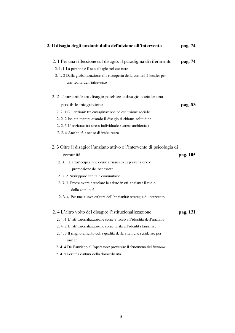 Indice della tesi: La psicologia dell'anziano: prospettive interrelazionali, Pagina 2