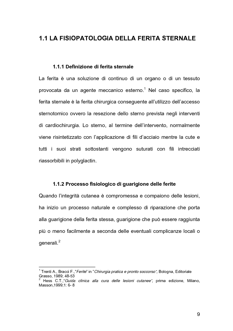 Anteprima della tesi: Assistenza infermieristica nei pazienti cardiochirurgici con deiscenza della ferita chirurgica sternale, portatori di VAC Terapia, Pagina 5