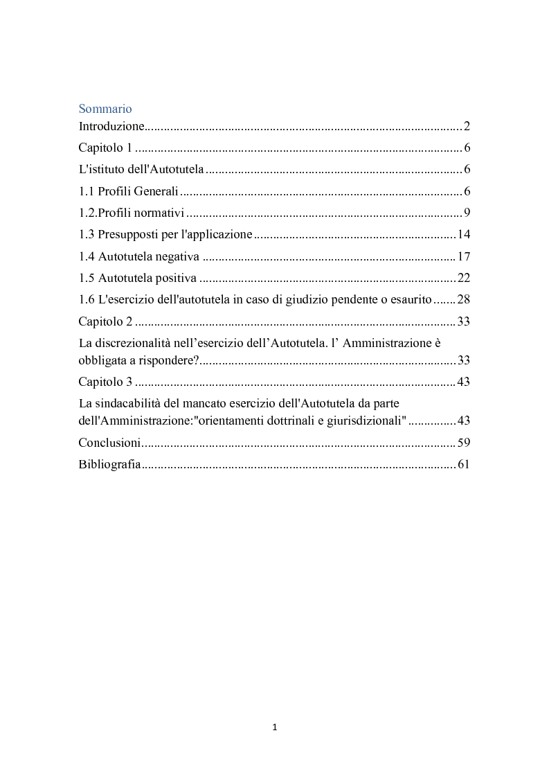 Indice della tesi: L'autotutela in diritto tributario, Pagina 1