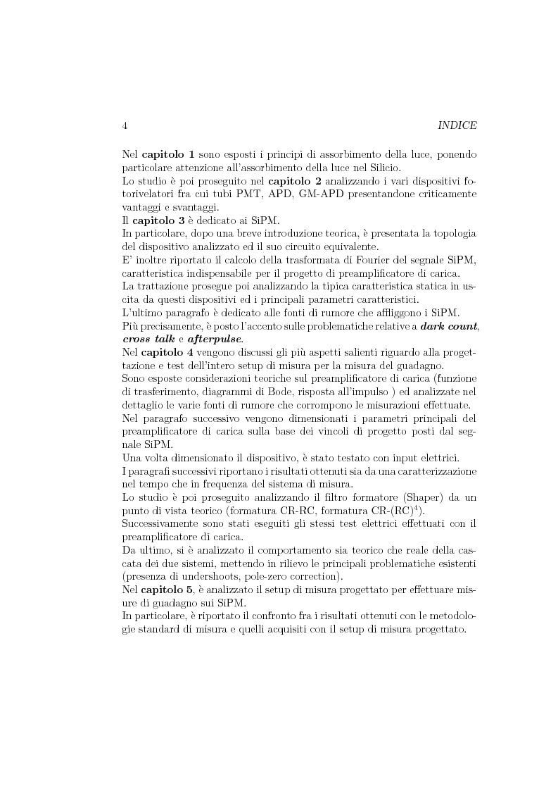 Anteprima della tesi: Progetto e realizzazione di un setup di misura basato su preamplificatore di carica per fotorivelatori in silicio Sipm, Pagina 3