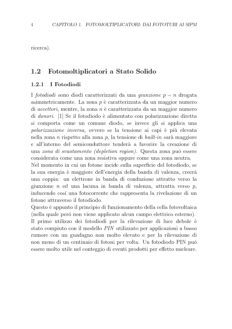 Anteprima della tesi: Studio dei parametri caratteristici di fotomoltiplicatori multipixel a stato solido di tipo SiPM, Pagina 4