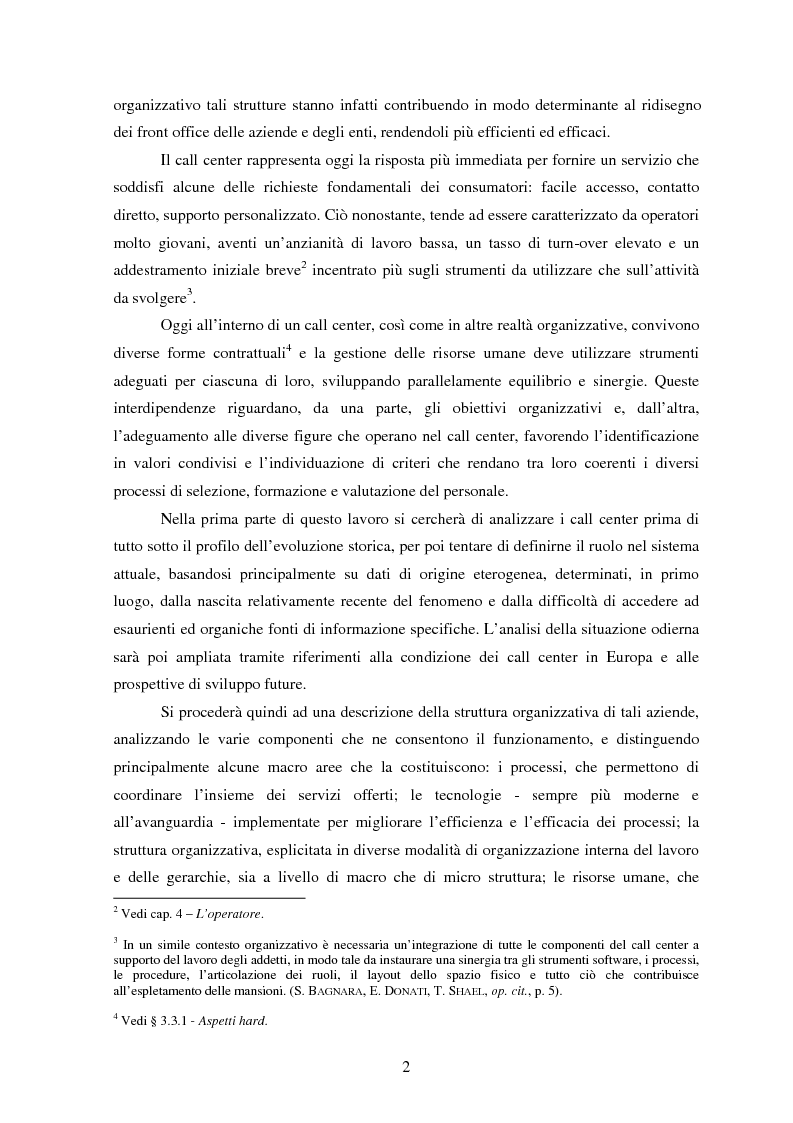 Anteprima della tesi: Il lavoro nei call center: organizzazione e profili giuridici, Pagina 2
