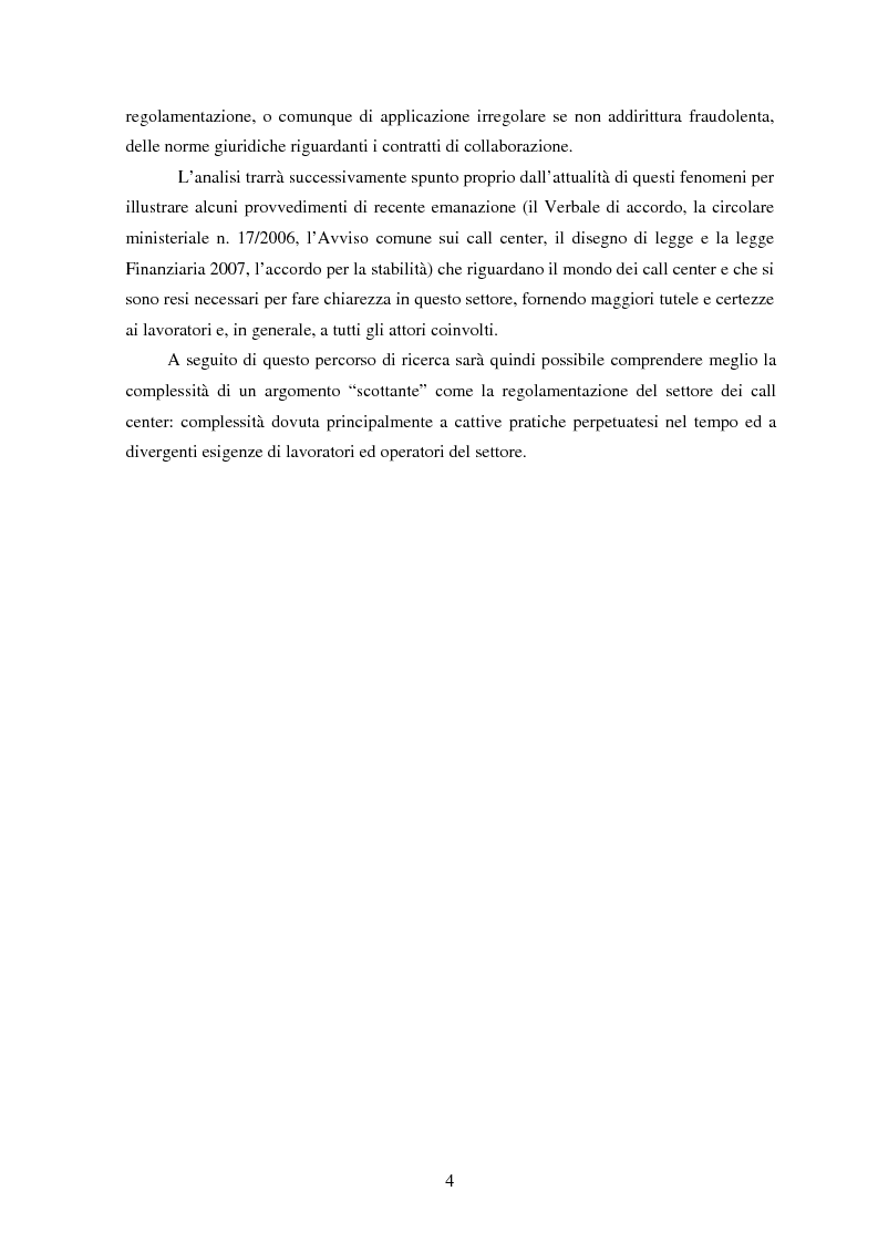 Anteprima della tesi: Il lavoro nei call center: organizzazione e profili giuridici, Pagina 4